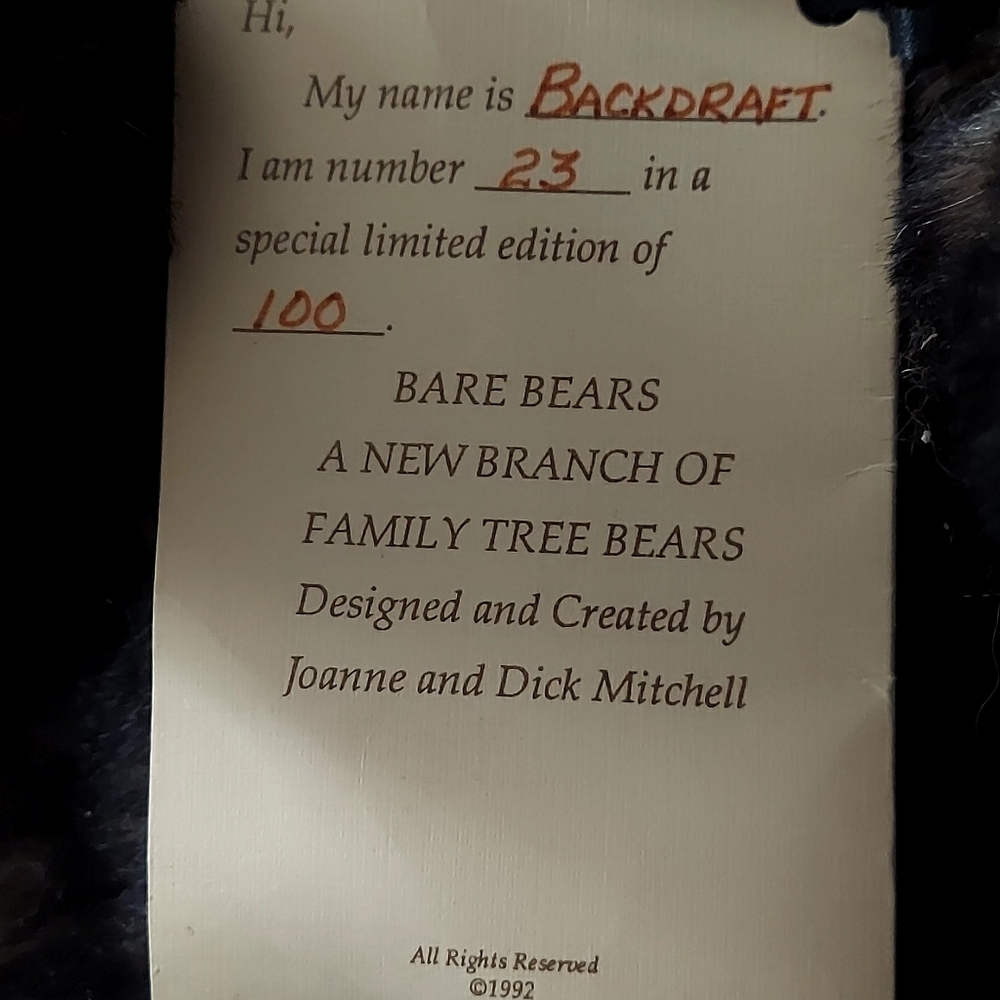 15"  "Backdraft" Brown Collector's Bear - Picture 10 of 16